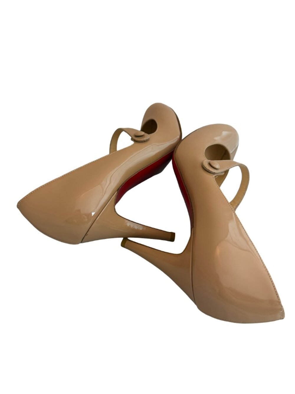 Christian Louboutin Charleen Patent Leather Mary Jane Pumps Nude 100mm Size 39 - Picture 8 of 16